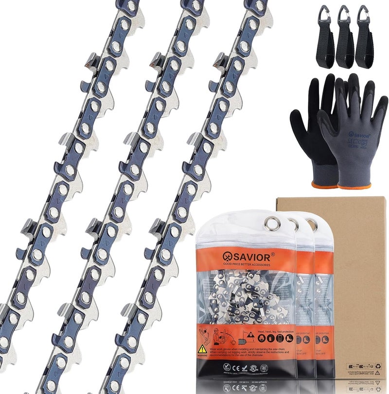 Savior سلسلة منشار عمود 3 قطع 10 بوصة لستihl 71PMM3 56، 1/4" خطوة .043" قياس 56 روابط دفع سلسلة منشار لMSA120 C-B، سلسلة منشار عمود 10 بوصة لEGO PS1000 / PS1001 / PSX2510 10 بوصة 56V منشار عمود - Image 1